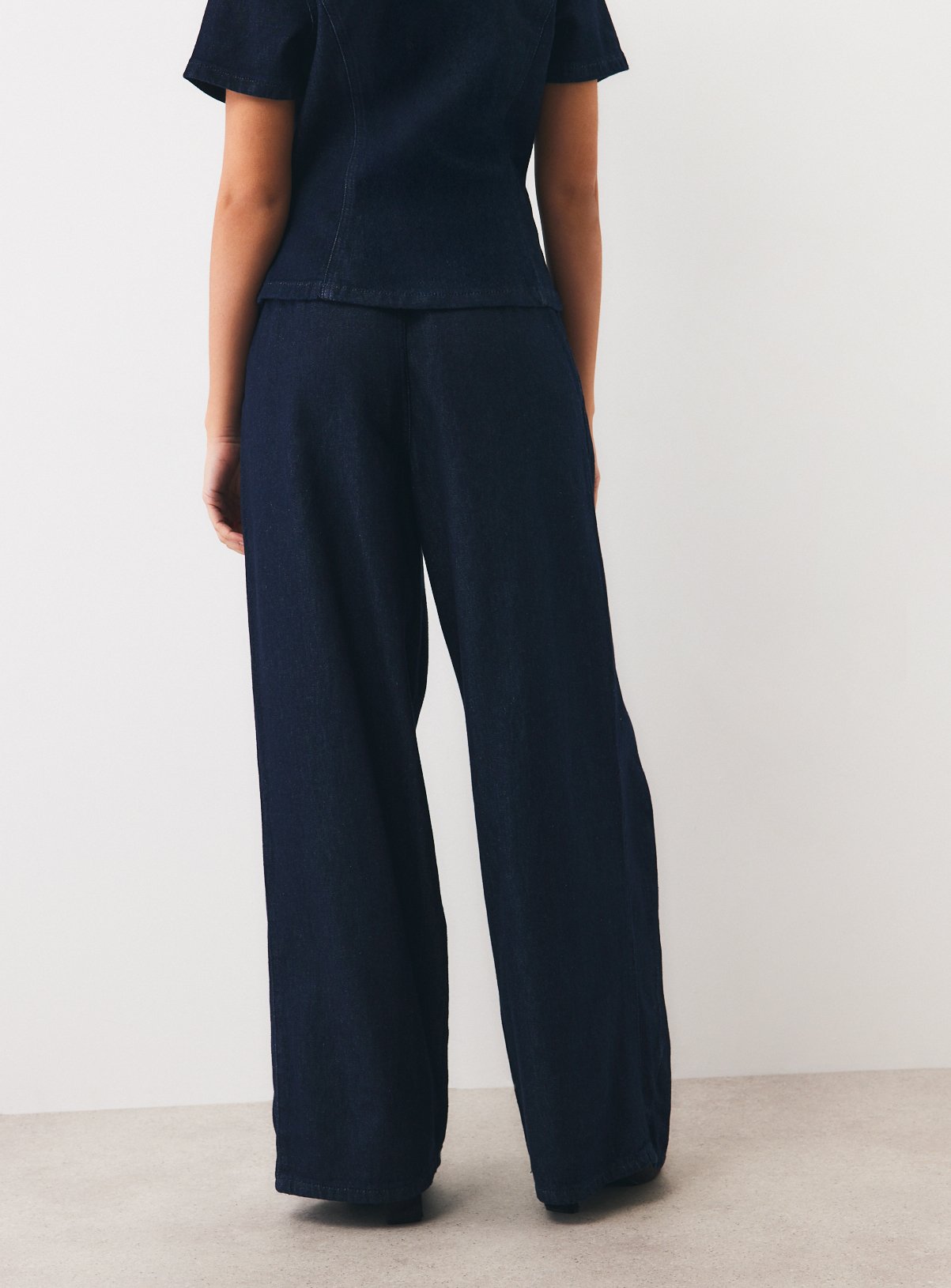 Dark Denim Pleat Wide Leg Trousers 8 - Image 5 thumbnail
